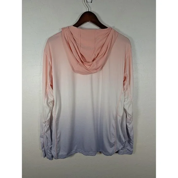 Realtree Fishing Shirt Womens XL Pink Ombre Hooded Long Sleeve V Neck Top - Picture 6 of 12